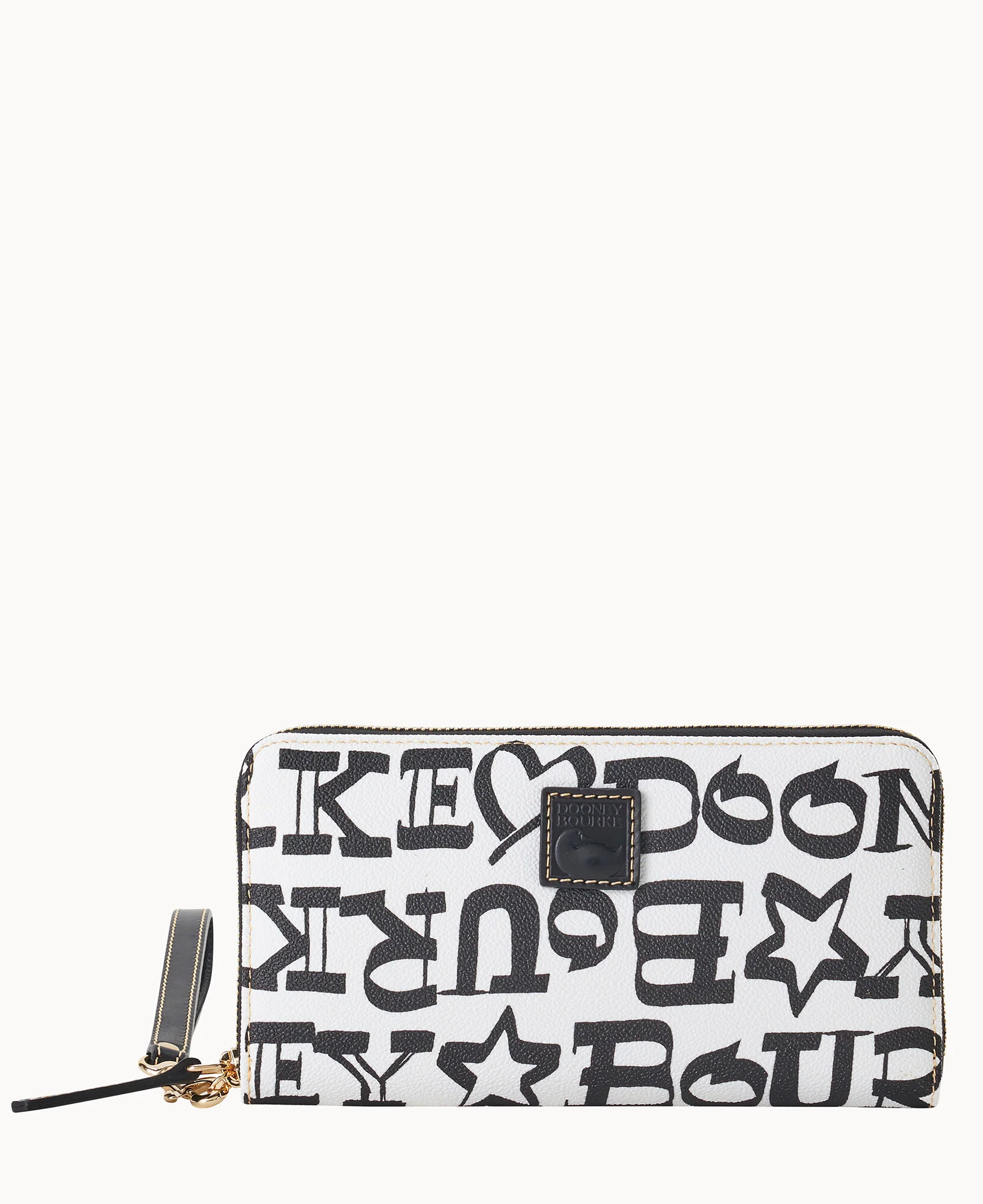 Doodle II Coated Cotton Large Zip Around Wristlet
