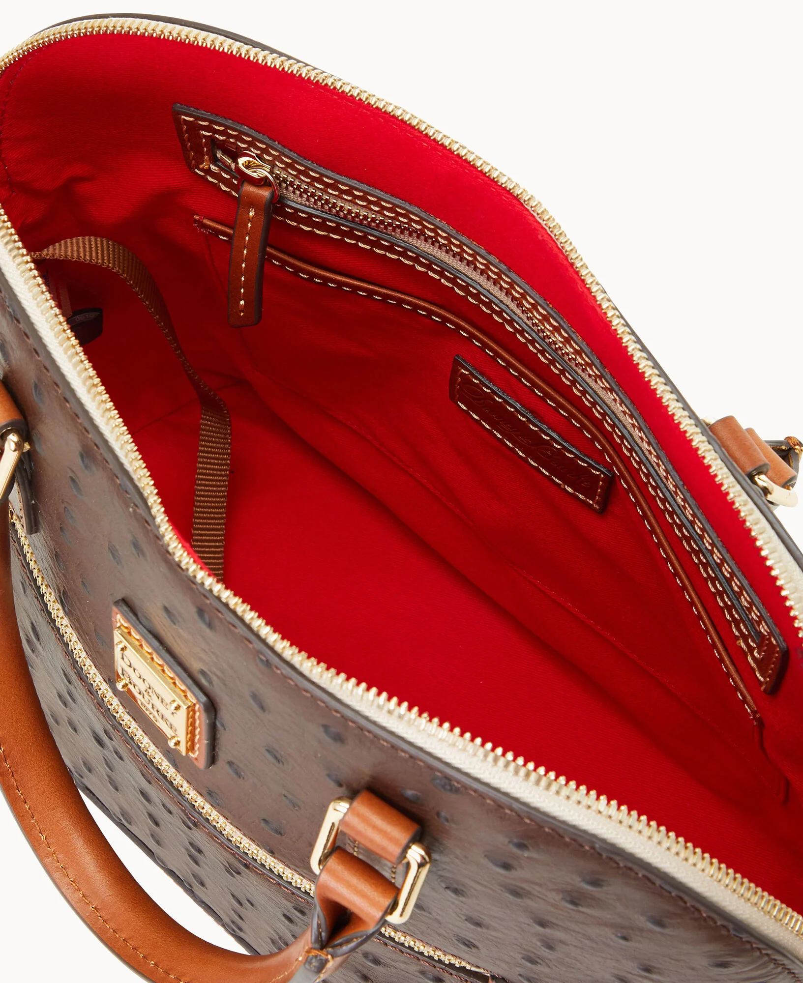 Ostrich Domed Zip Satchel - Image 11