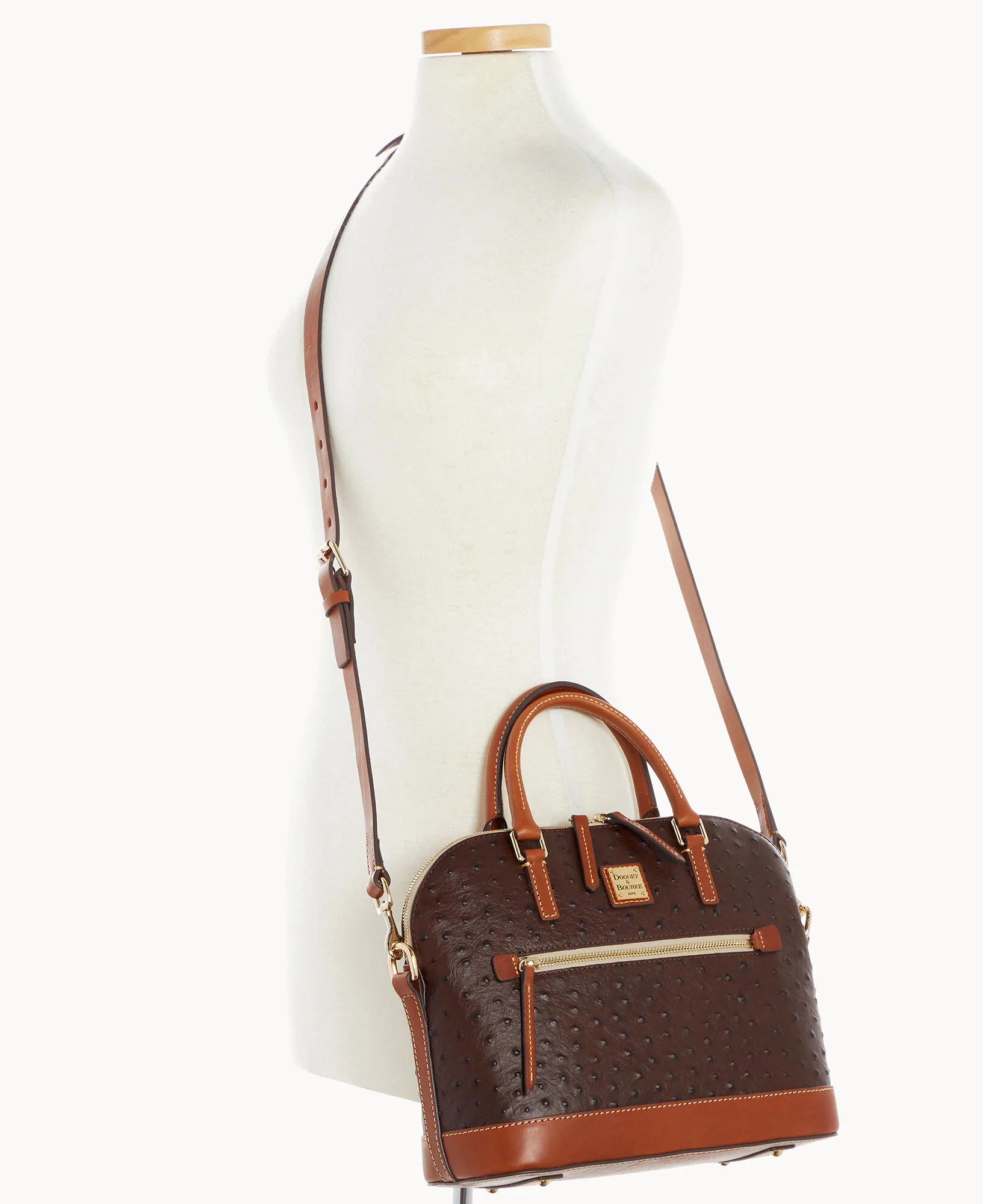 Ostrich Domed Zip Satchel - Image 12
