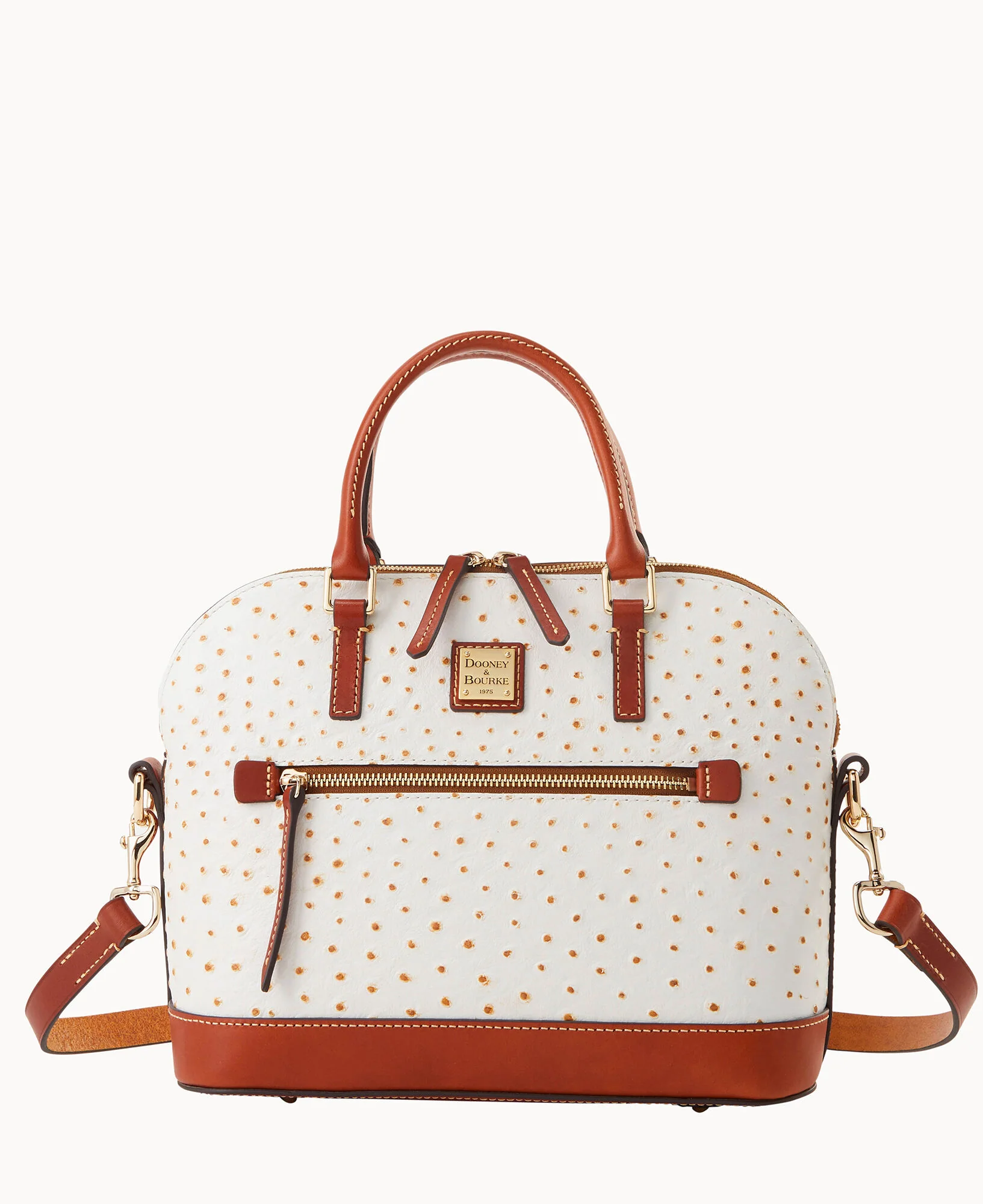 Ostrich Domed Zip Satchel - Image 13