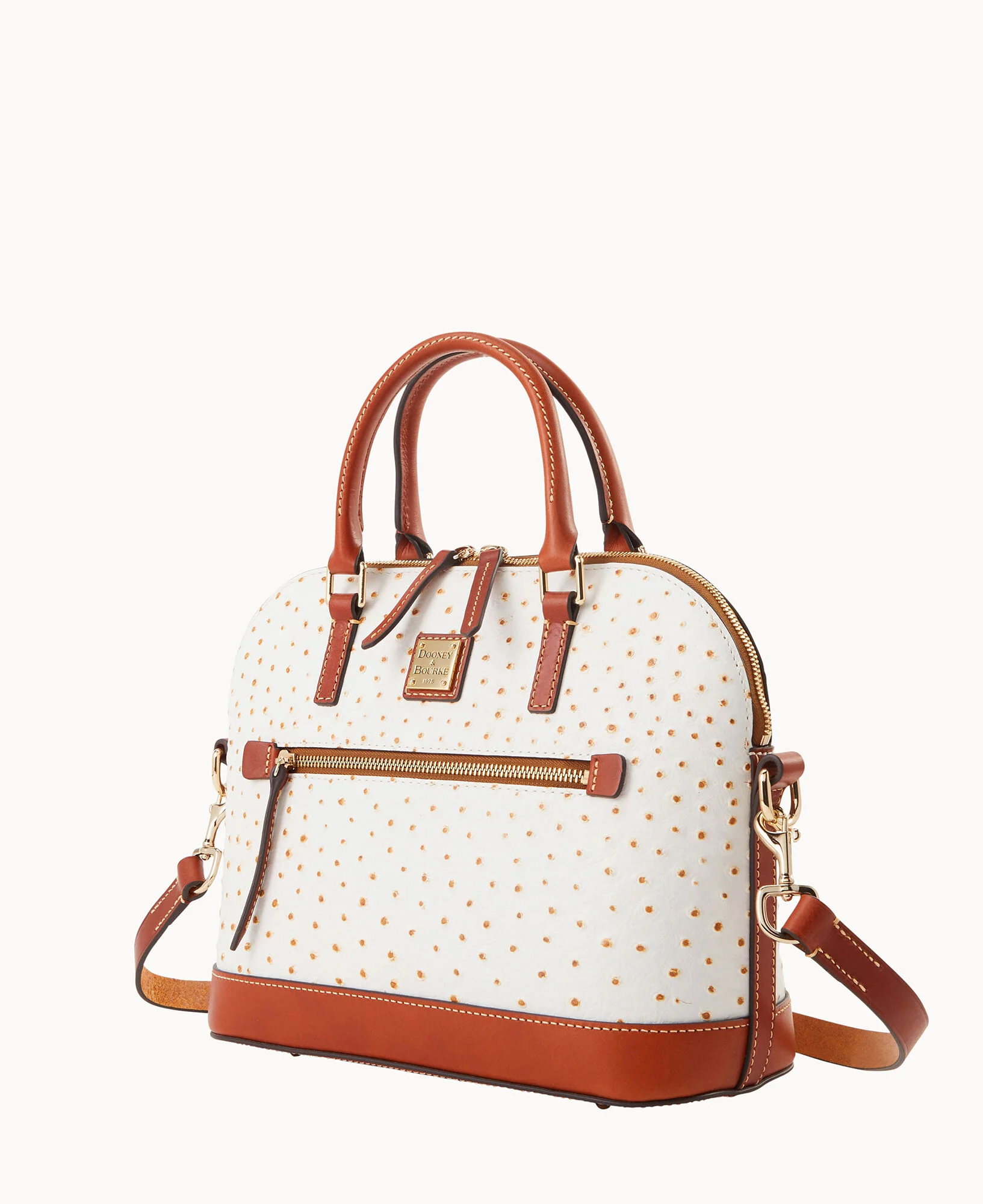 Ostrich Domed Zip Satchel - Image 14
