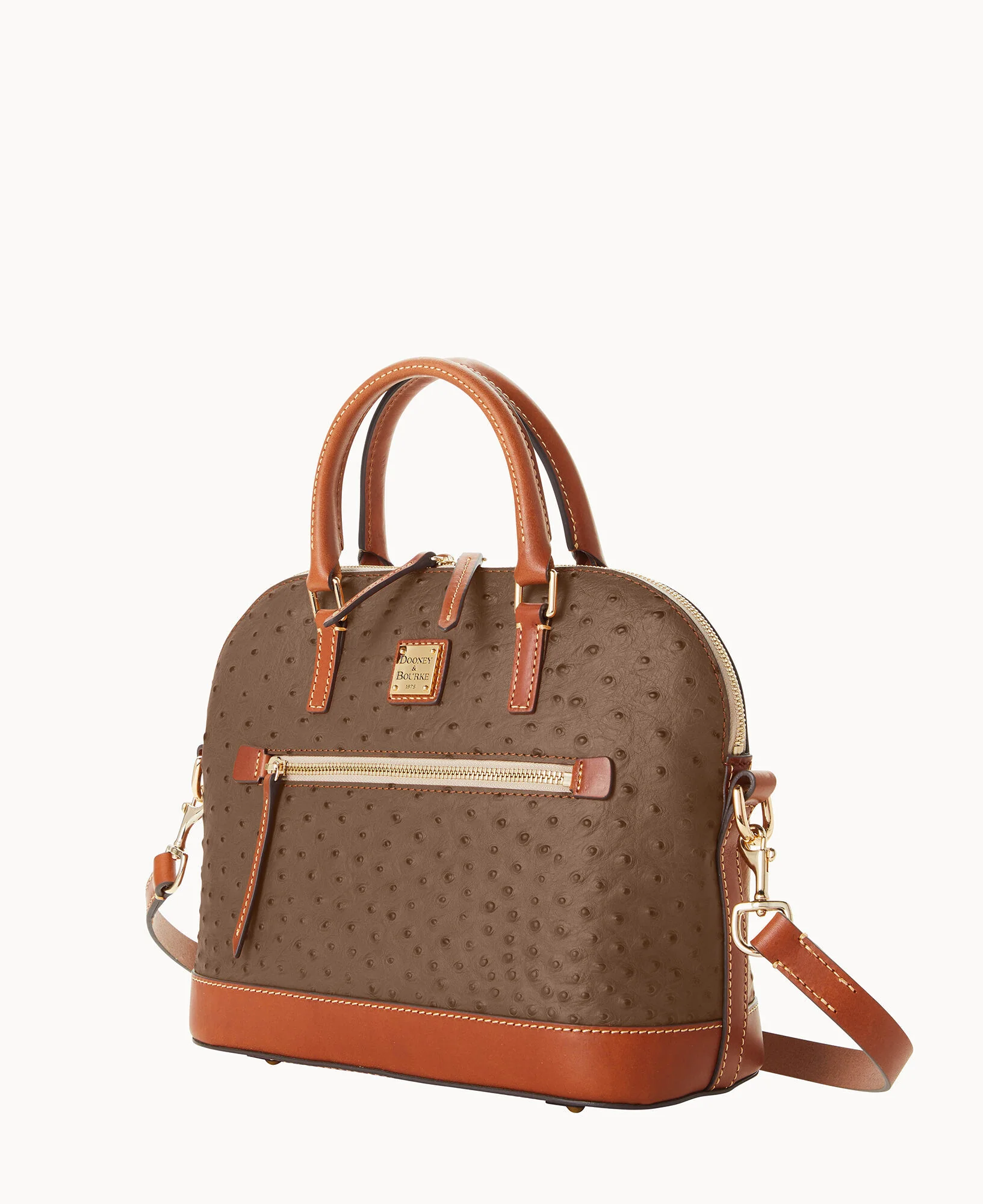 Ostrich Domed Zip Satchel - Image 2