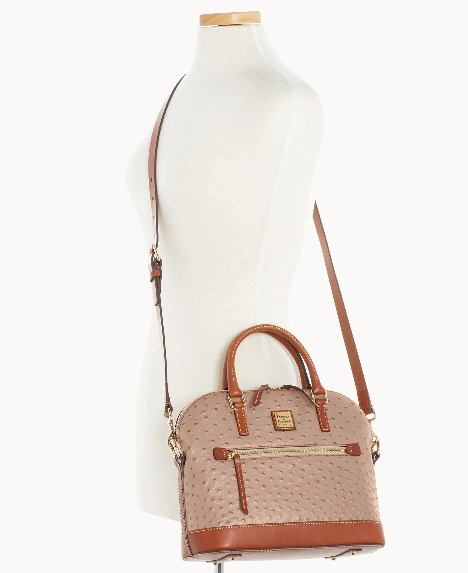 Ostrich Domed Zip Satchel - Image 20