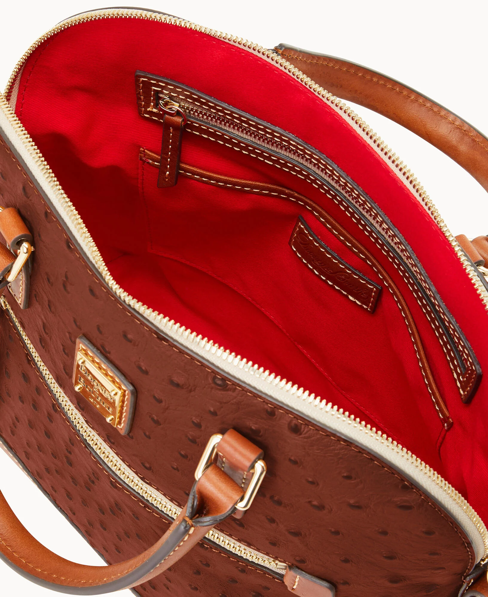 Ostrich Domed Zip Satchel - Image 23