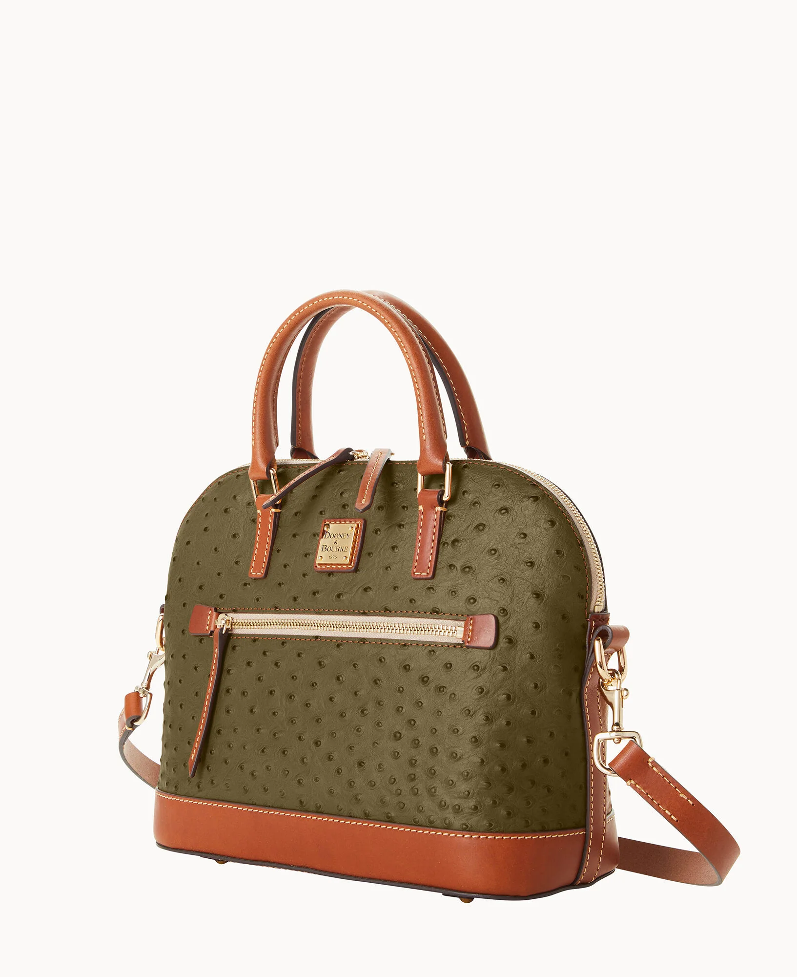 Ostrich Domed Zip Satchel - Image 26