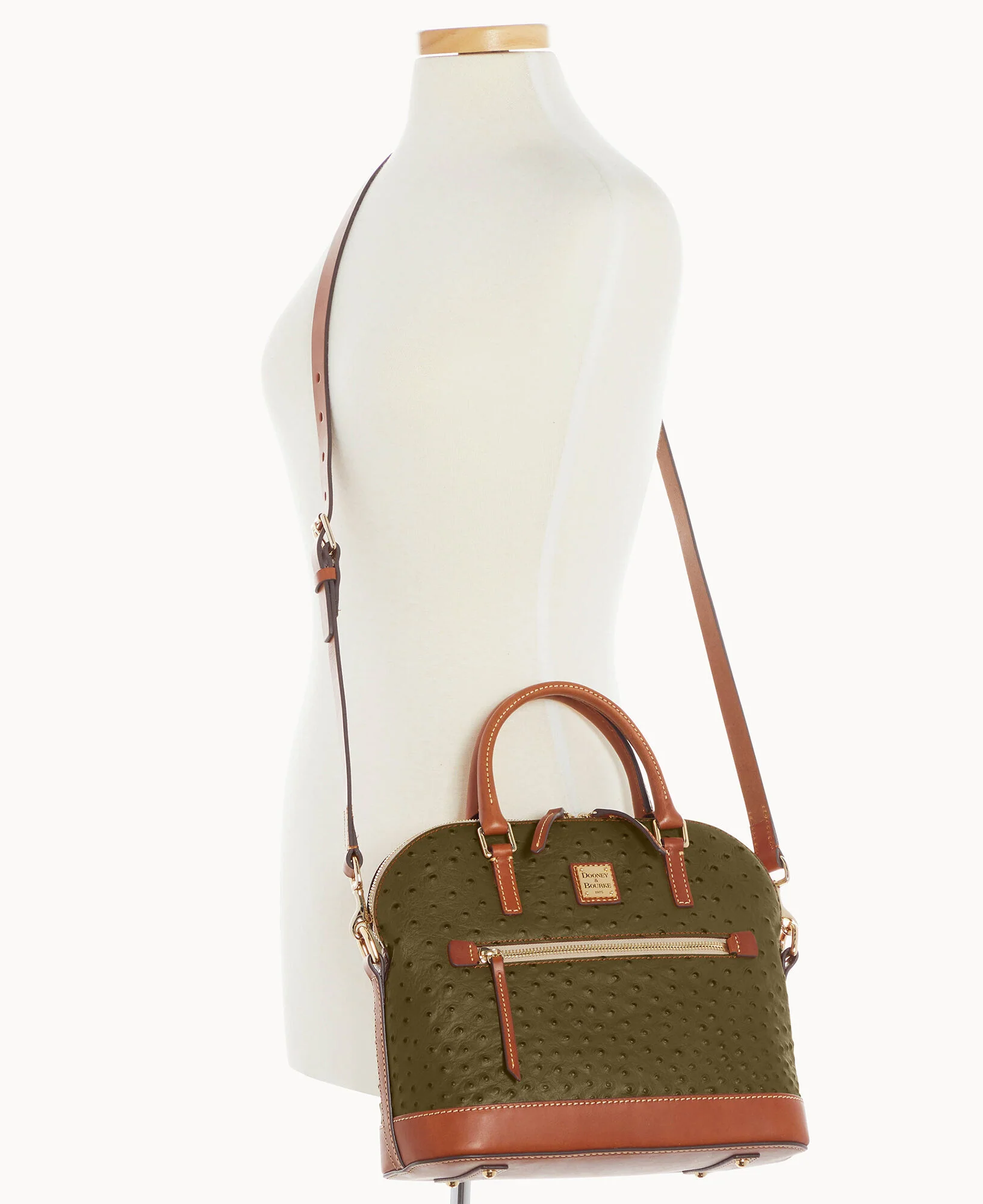 Ostrich Domed Zip Satchel - Image 28