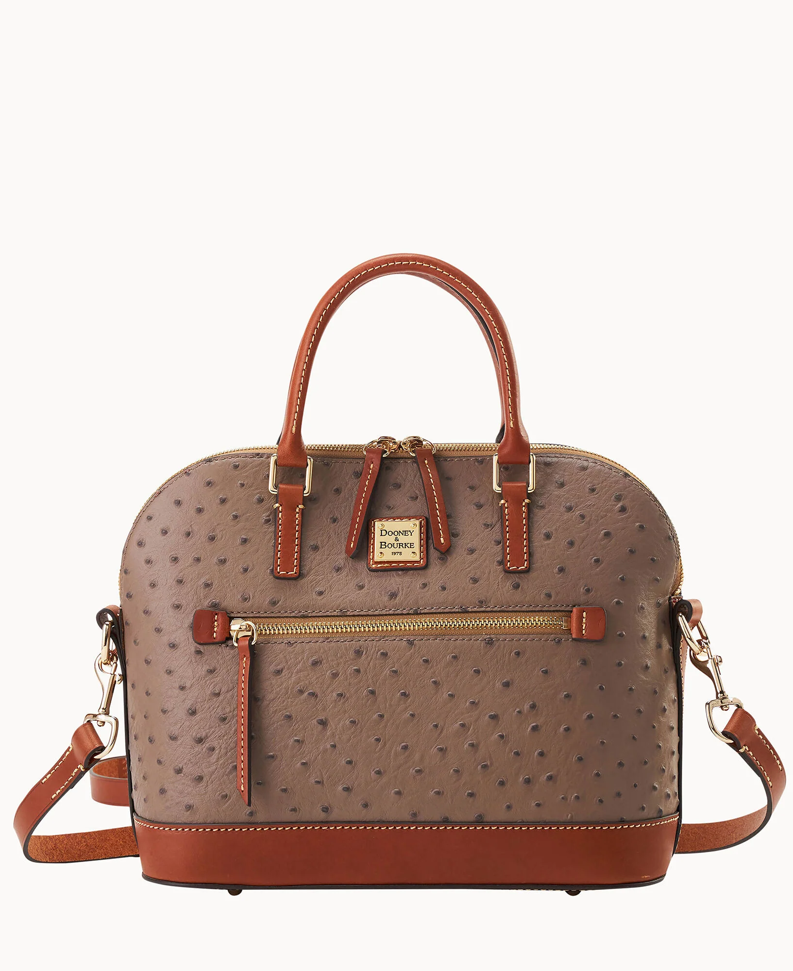 Ostrich Domed Zip Satchel - Image 29