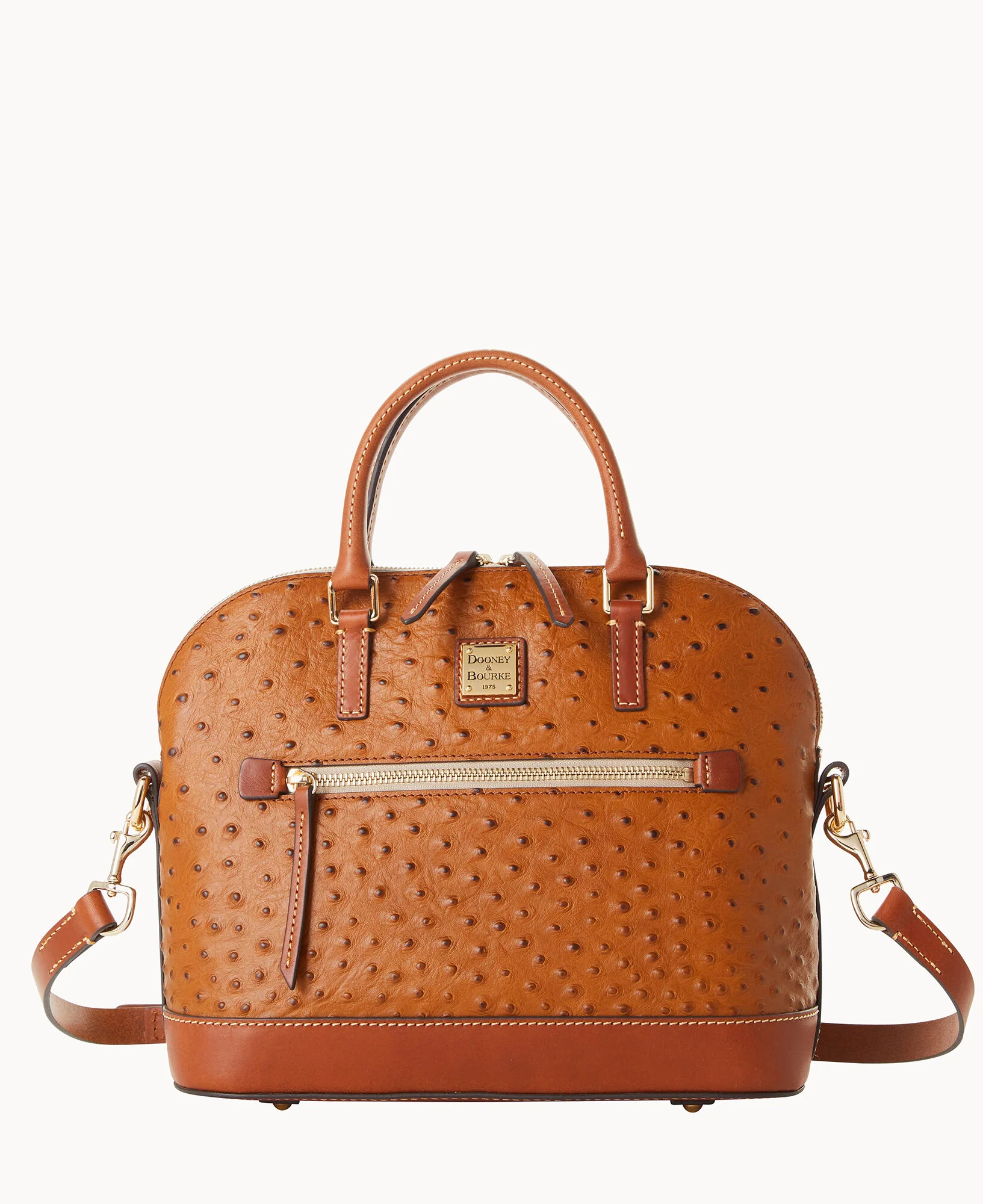 Ostrich Domed Zip Satchel - Image 5