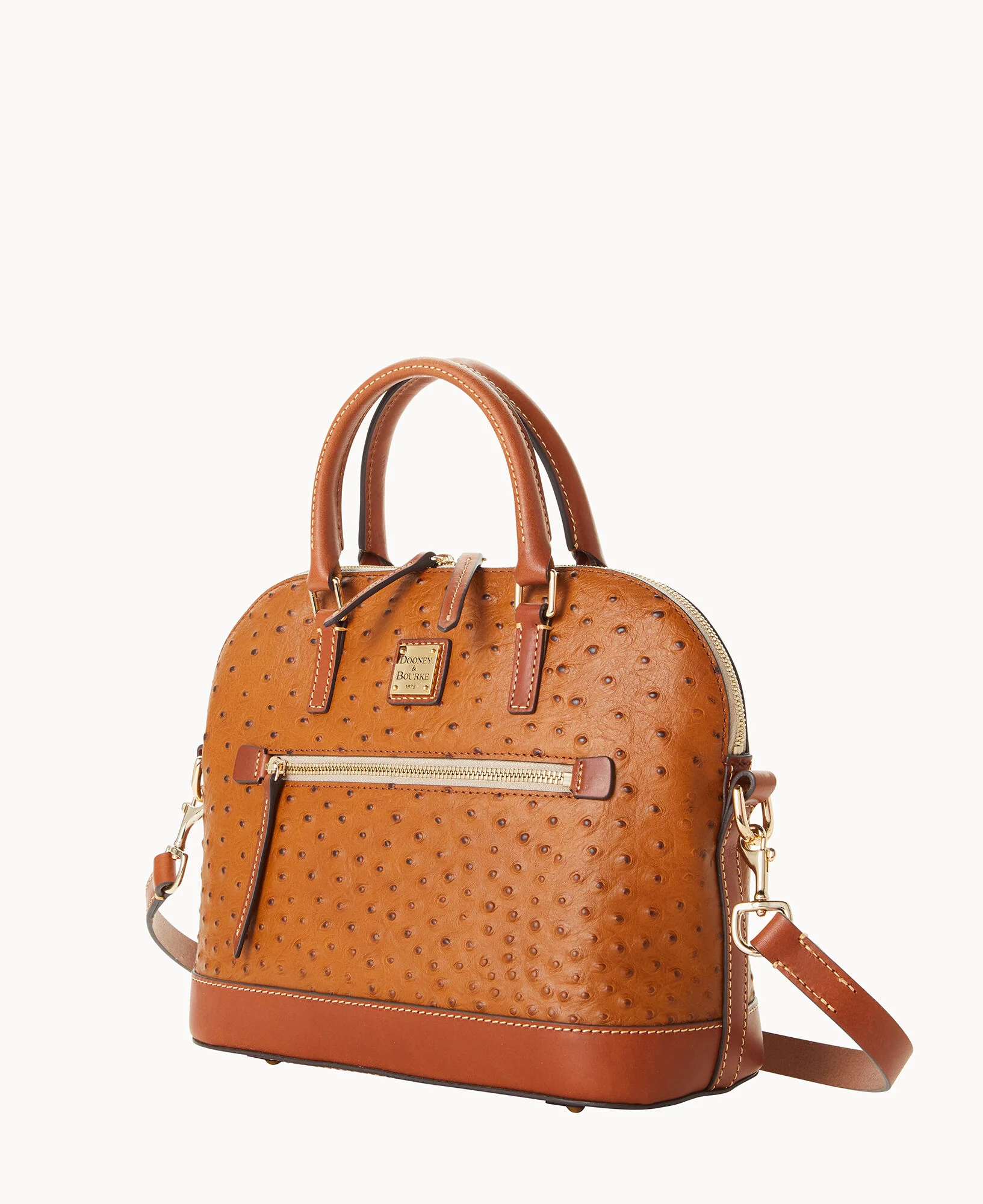 Ostrich Domed Zip Satchel - Image 6
