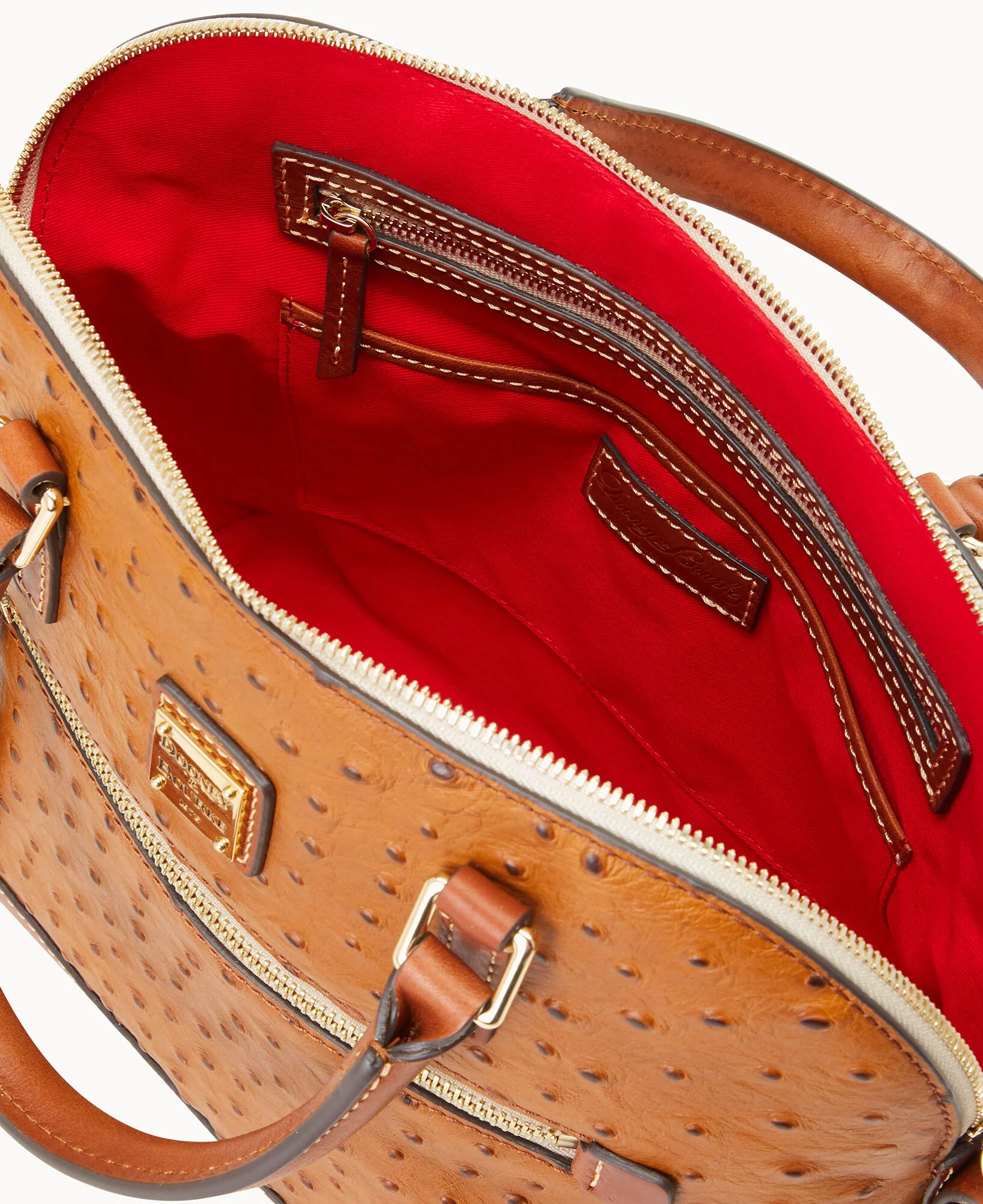 Ostrich Domed Zip Satchel - Image 7
