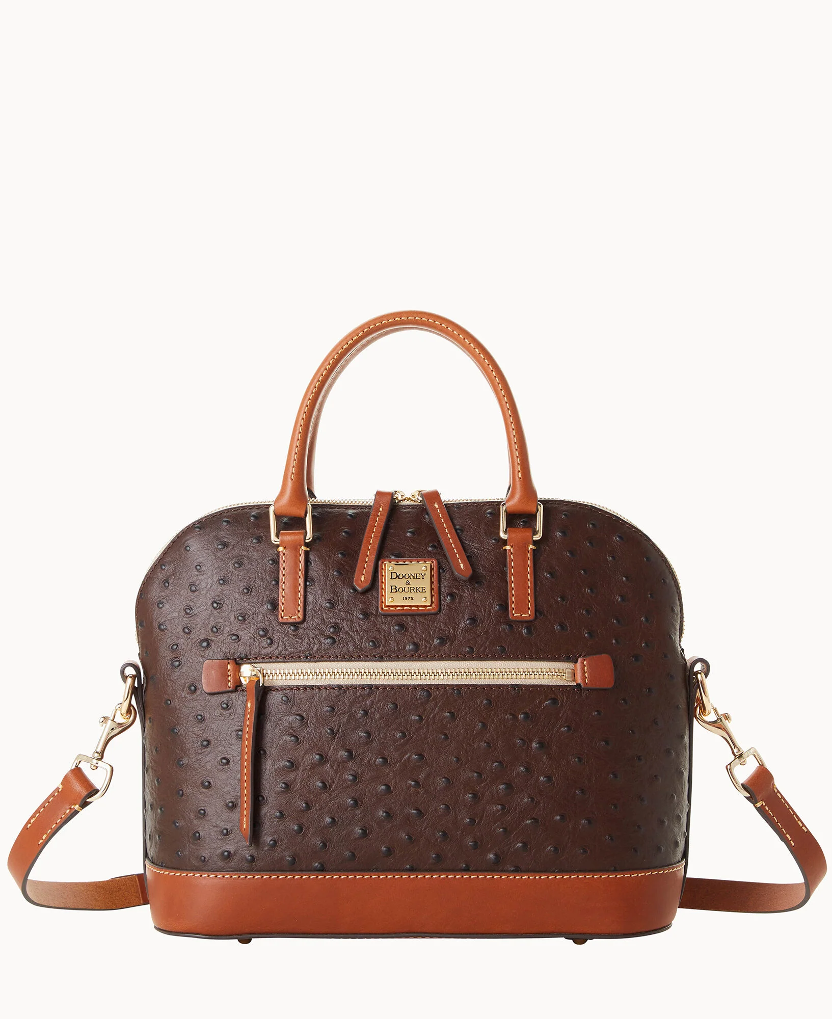Ostrich Domed Zip Satchel - Image 9
