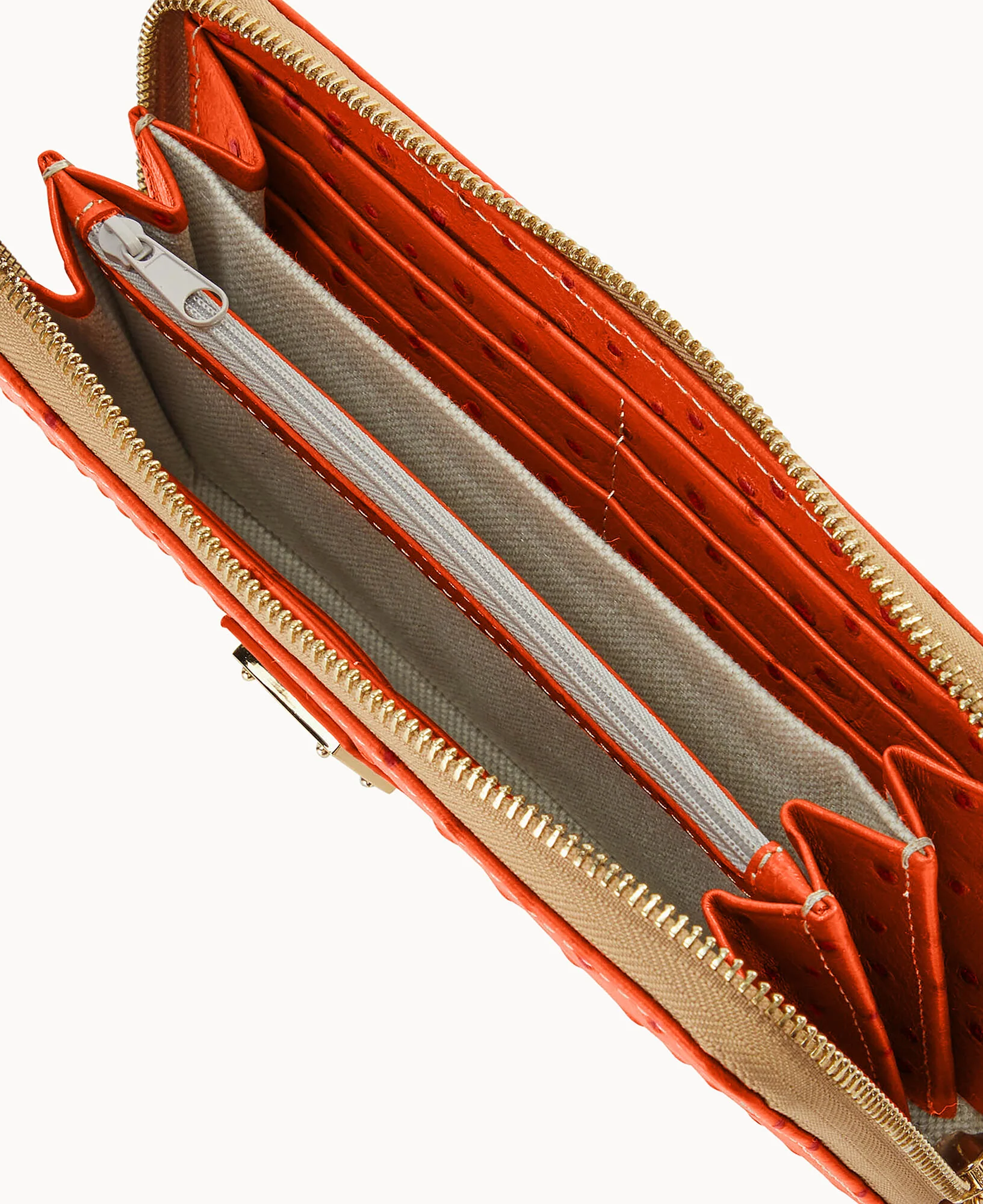 Ostrich Large Zip Around Wristlet - Image 15