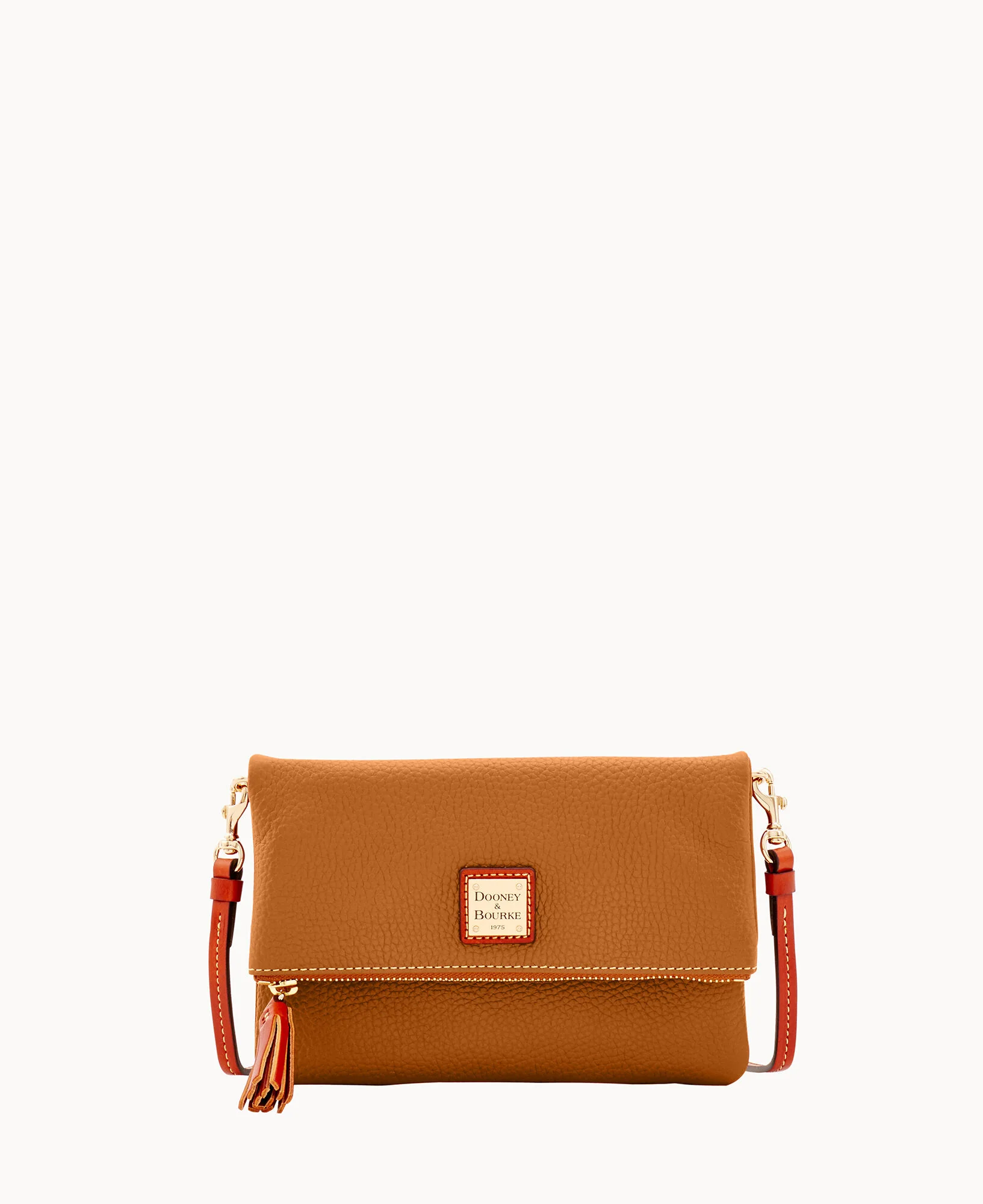 Pebble Grain Foldover Zip Crossbody