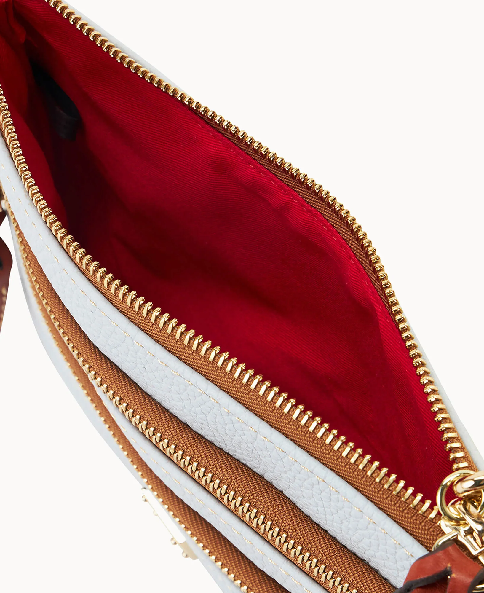 Pebble Grain Large Triple Zip Wristlet - Image 12