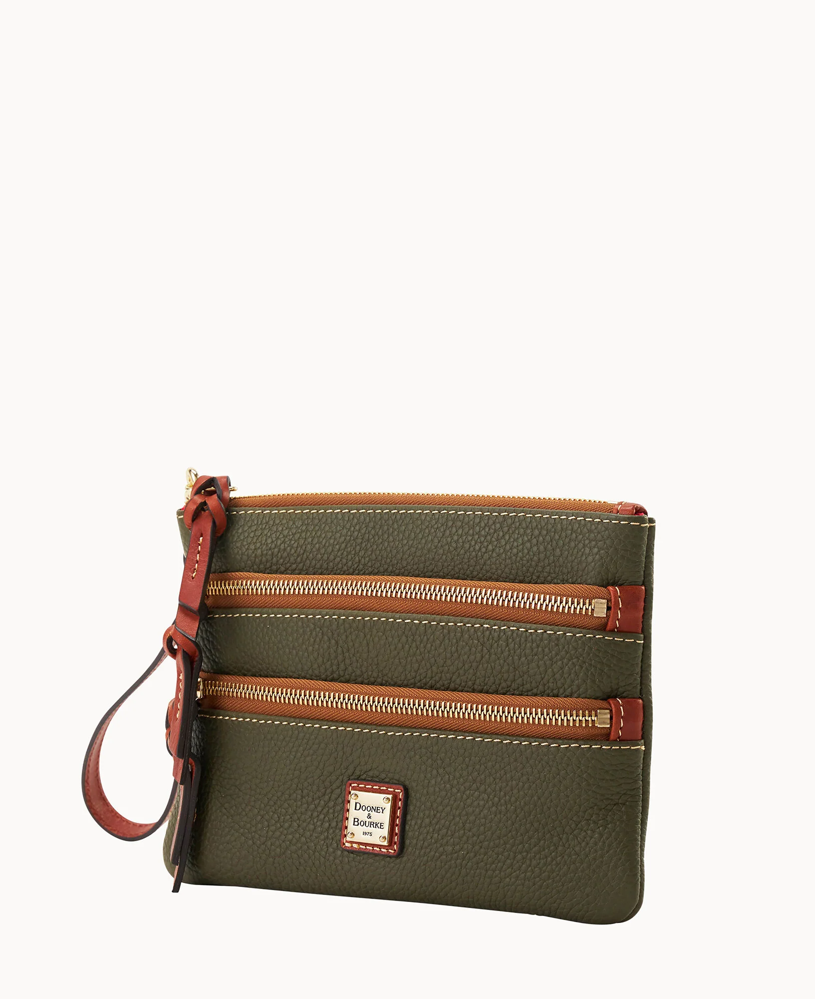 Pebble Grain Large Triple Zip Wristlet - Image 17