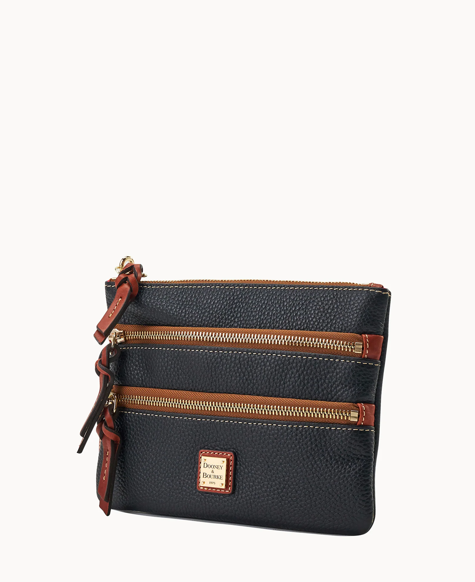 Pebble Grain Large Triple Zip Wristlet - Image 2