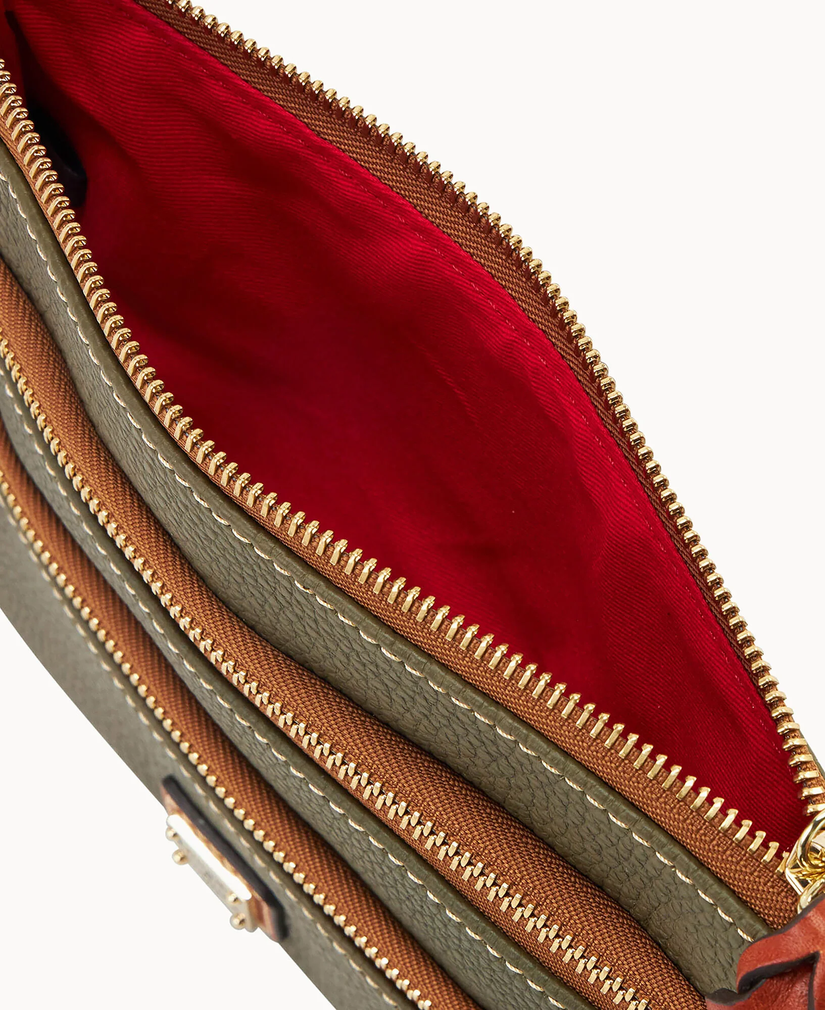 Pebble Grain Large Triple Zip Wristlet - Image 21