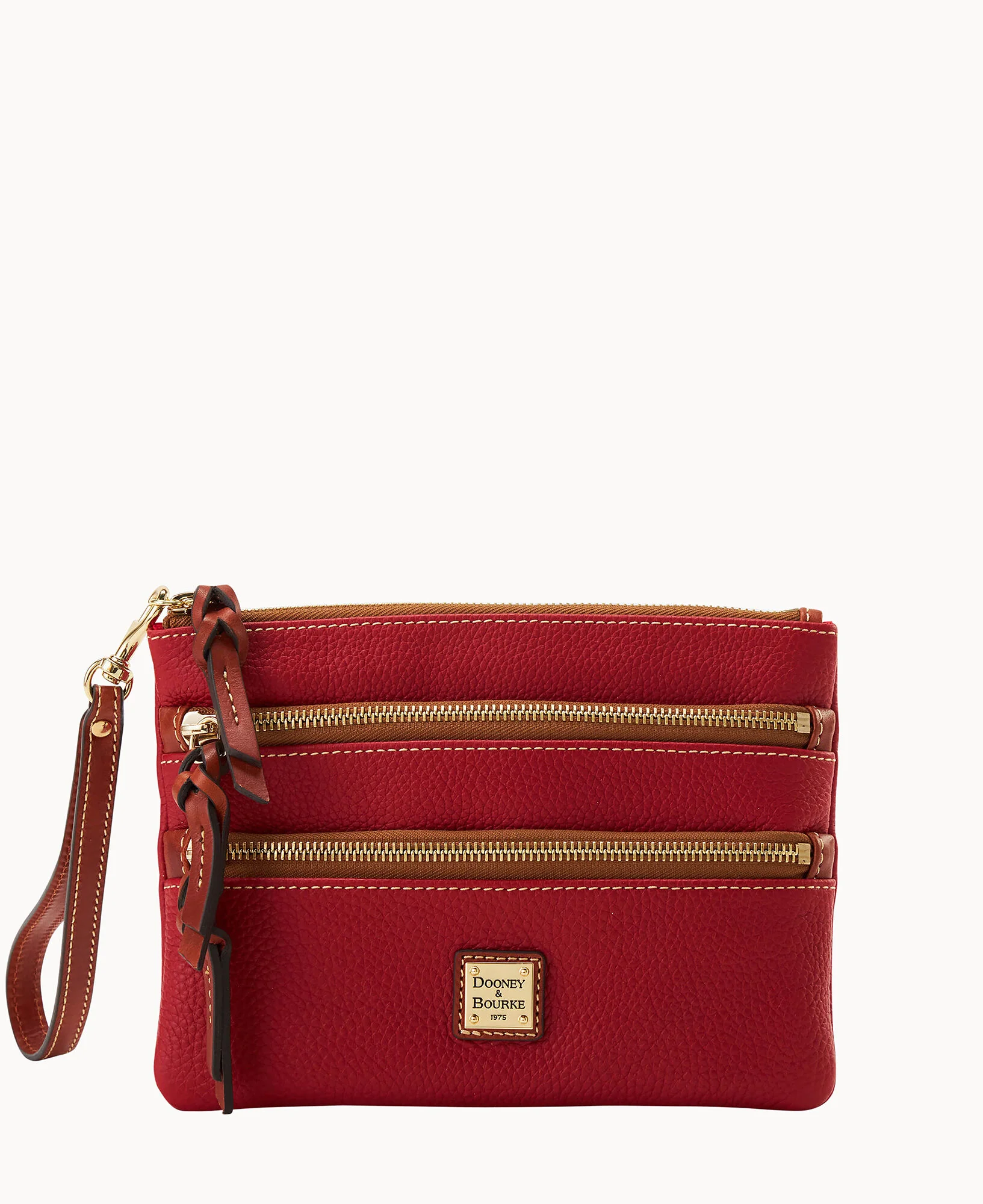 Pebble Grain Large Triple Zip Wristlet - Image 22