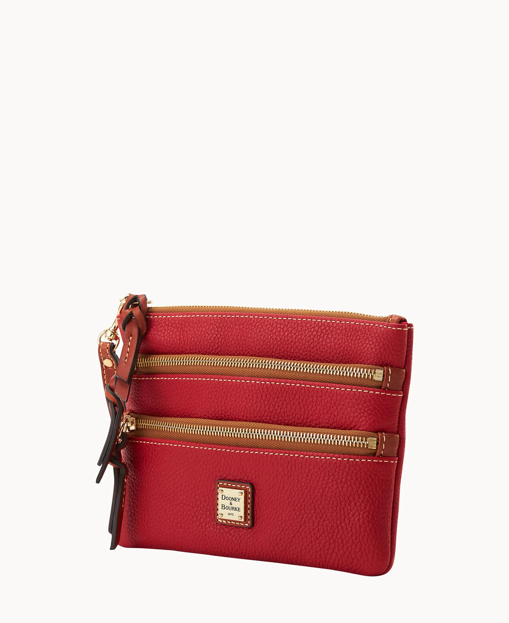 Pebble Grain Large Triple Zip Wristlet - Image 23
