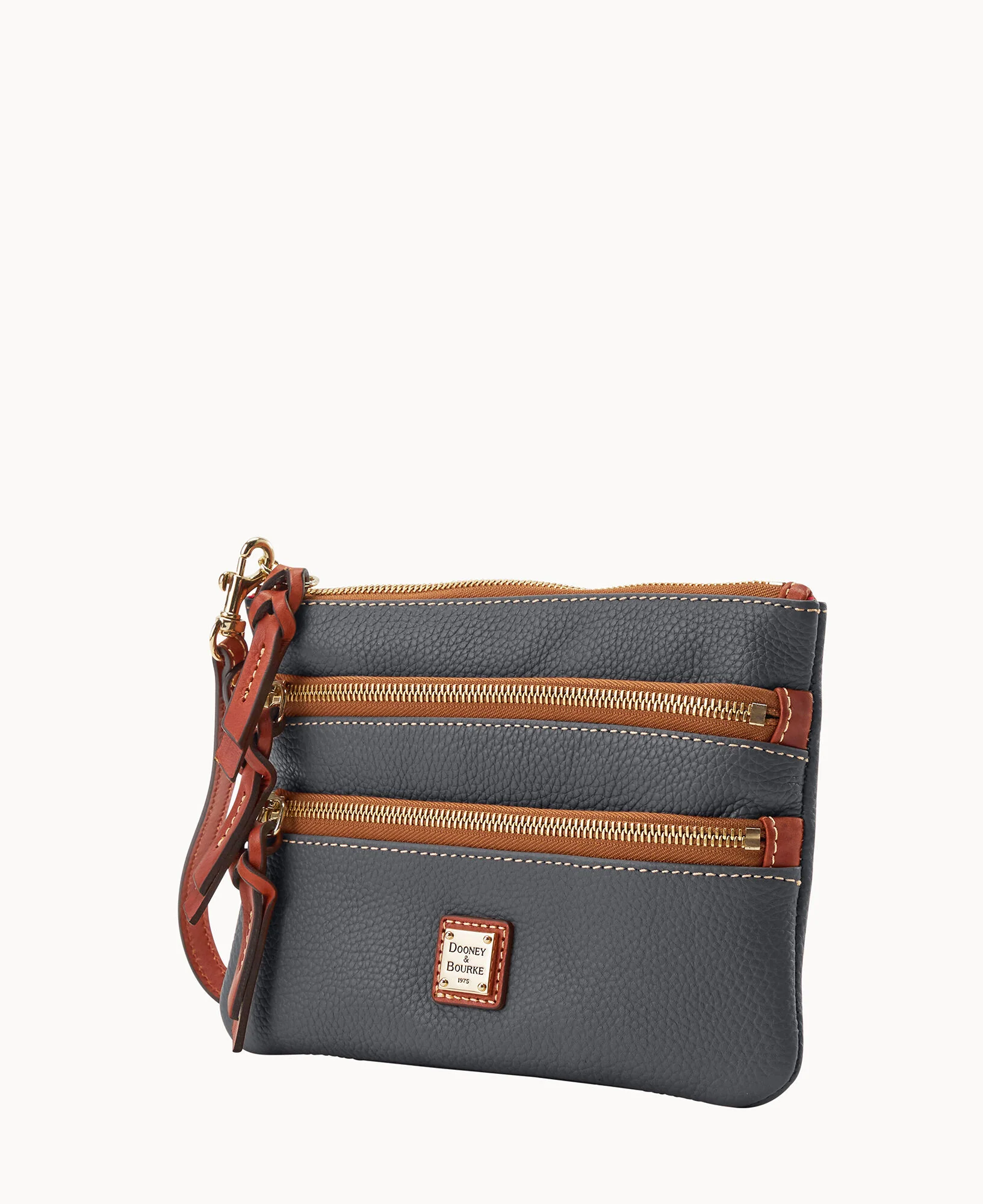 Pebble Grain Large Triple Zip Wristlet - Image 29