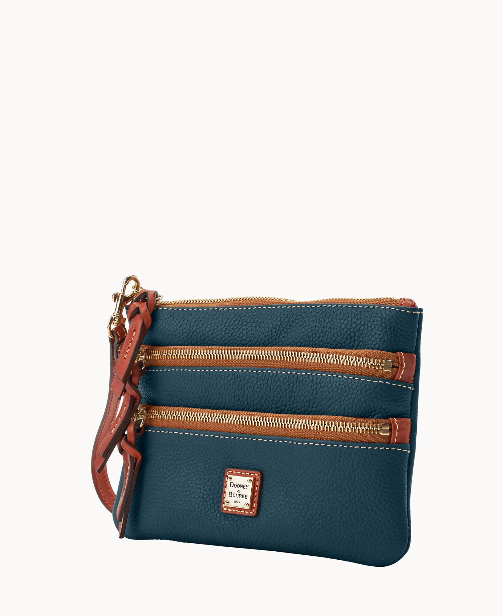 Pebble Grain Large Triple Zip Wristlet - Image 32