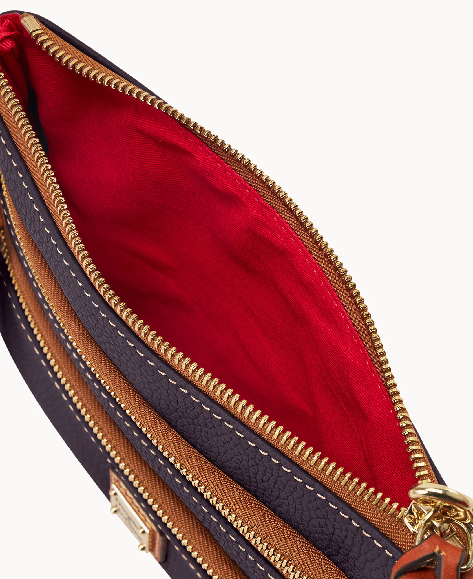 Pebble Grain Large Triple Zip Wristlet - Image 39