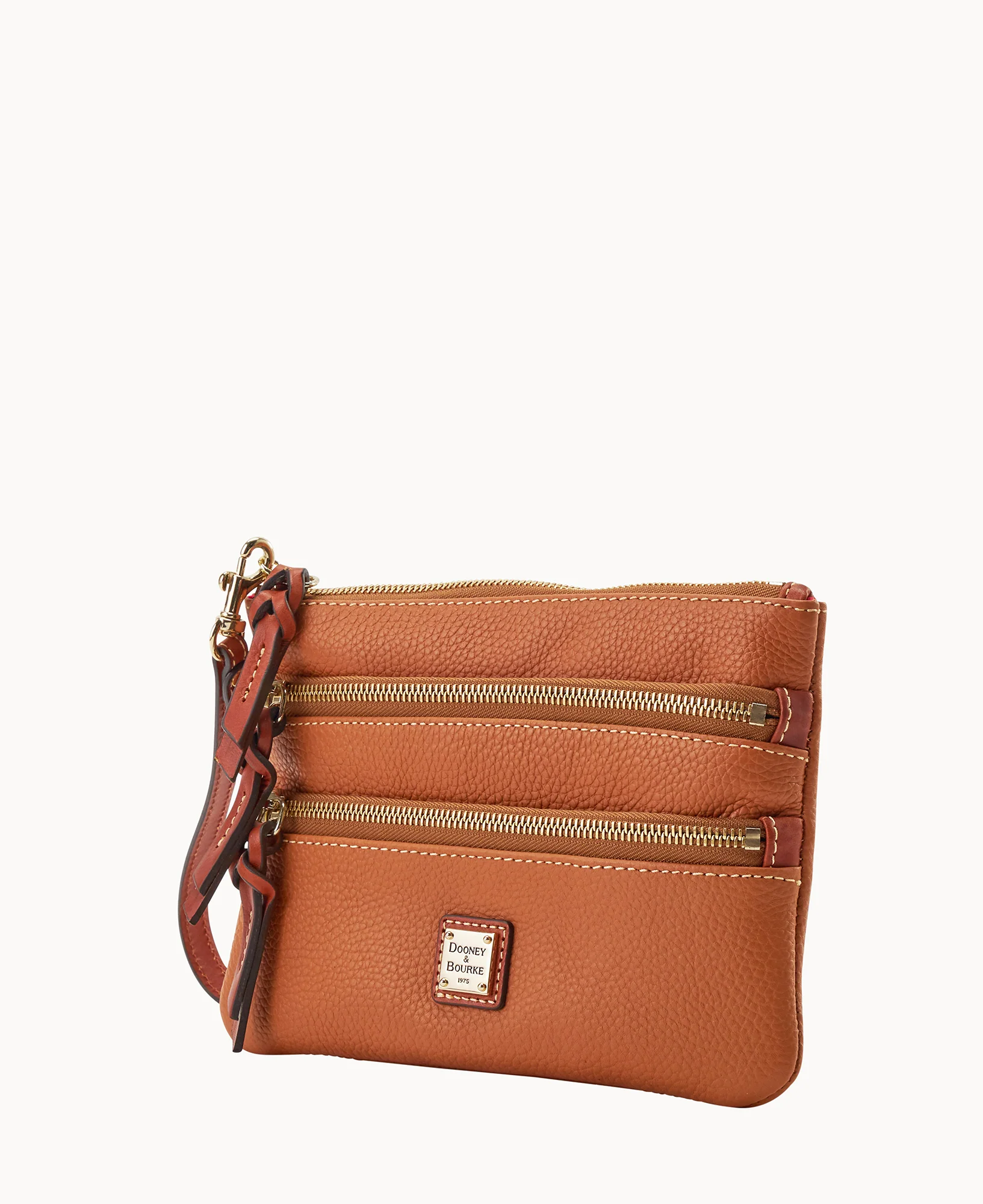 Pebble Grain Large Triple Zip Wristlet - Image 5