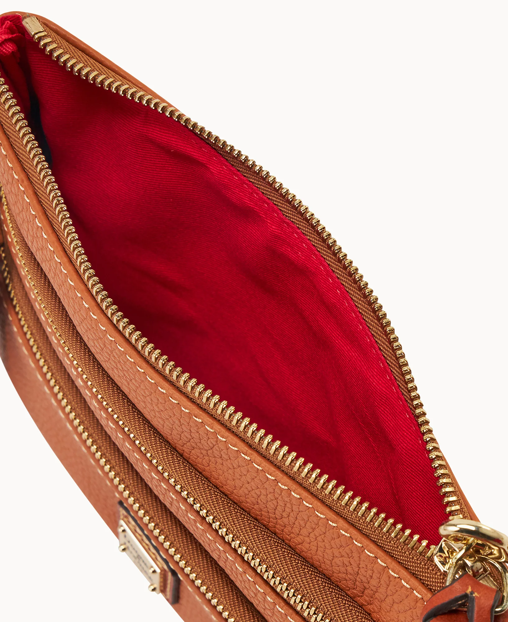 Pebble Grain Large Triple Zip Wristlet - Image 6