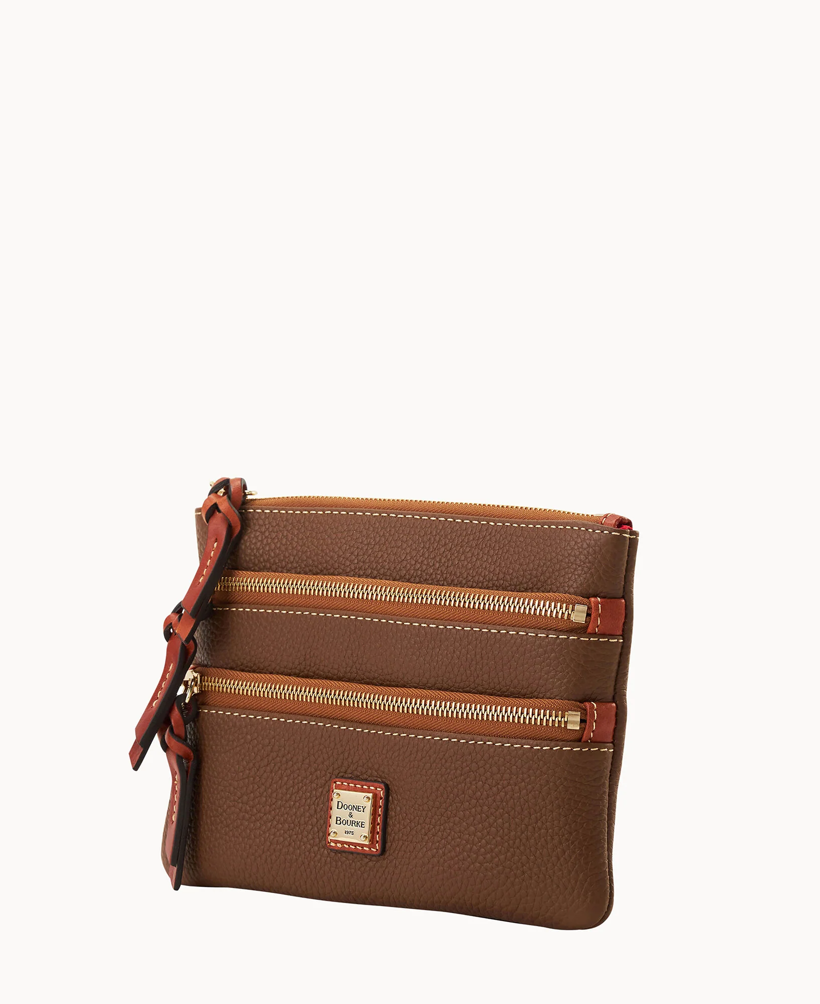 Pebble Grain Large Triple Zip Wristlet - Image 8
