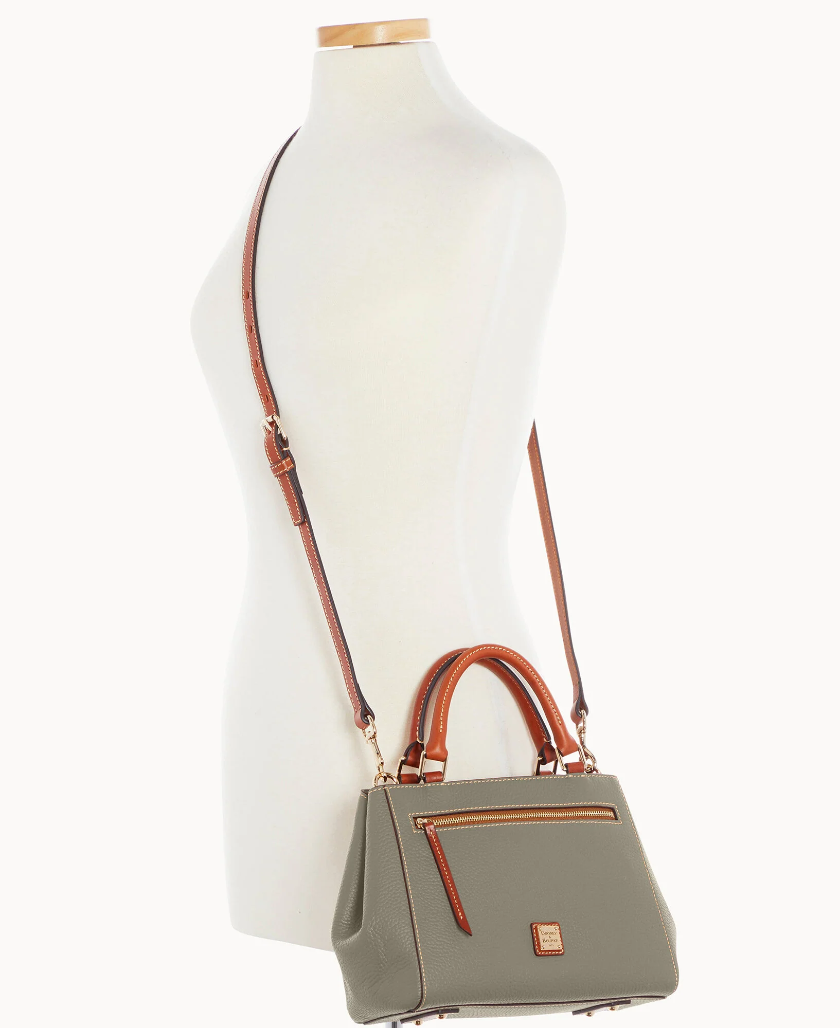 Pebble Grain Small Zip Satchel - Image 40