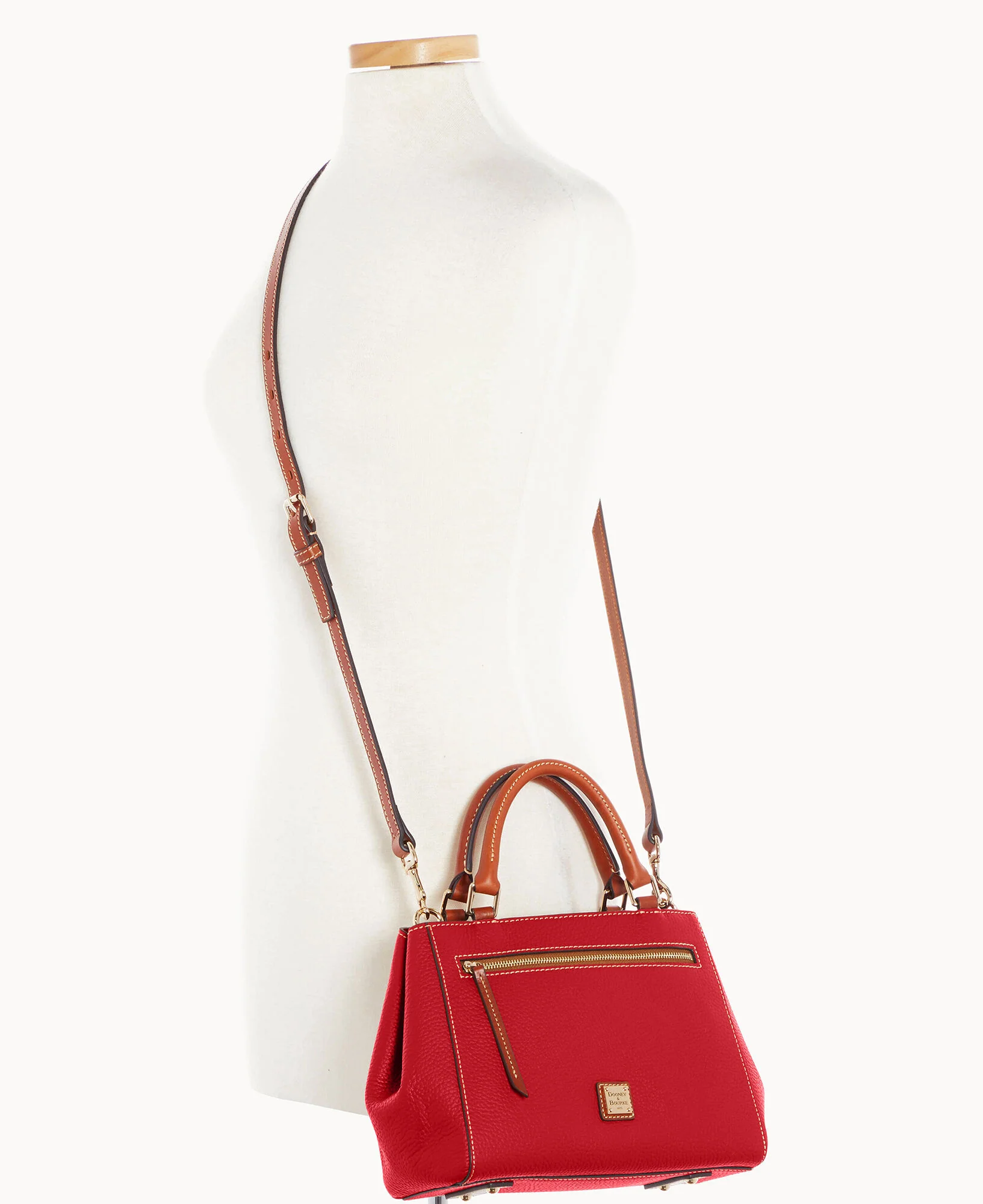 Pebble Grain Small Zip Satchel - Image 45