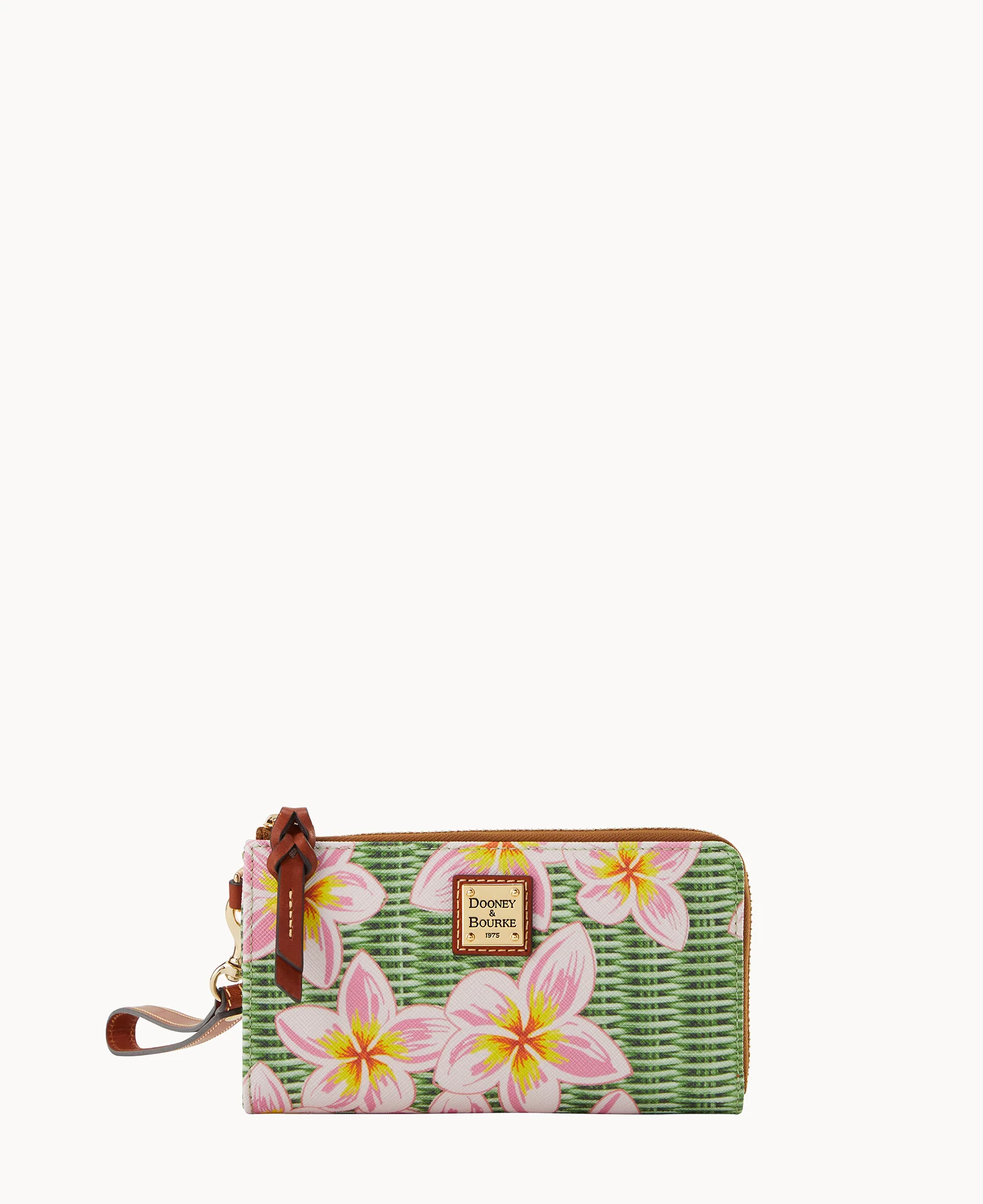 Plumeria Folded Zip Wristlet