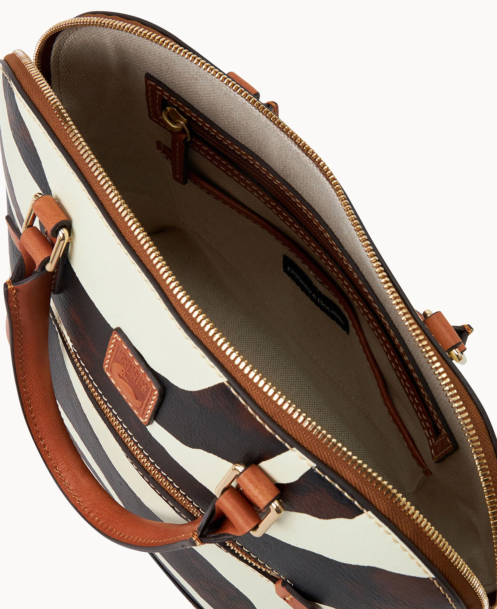 Zebra Leather Domed Zip Satchel - Image 3